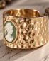 Preview: Damenring Gehämmert, Bandring Gold, Breiter Goldring Damen, Statement Ring, Barock Schmuck, Cameo Grün, Geburtstagsgeschenk, Gift for Her
